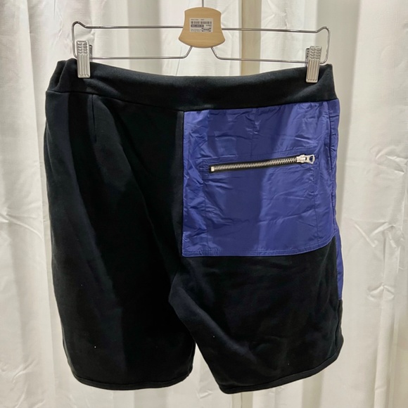 Acne Studios Colorblock Cotton & Nylon French Terry Black Blue Shorts - Picture 2 of 9
